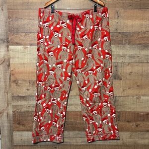 Nick & Nora Sock Monkey Flannel Pajama Pants Womens Sz XXL Christmas Holidays